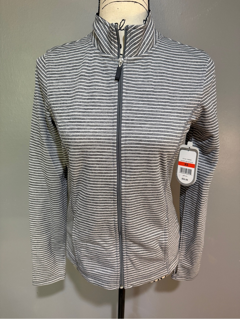 be inspired Gray and White Striped Full-Zip Utility Jacket